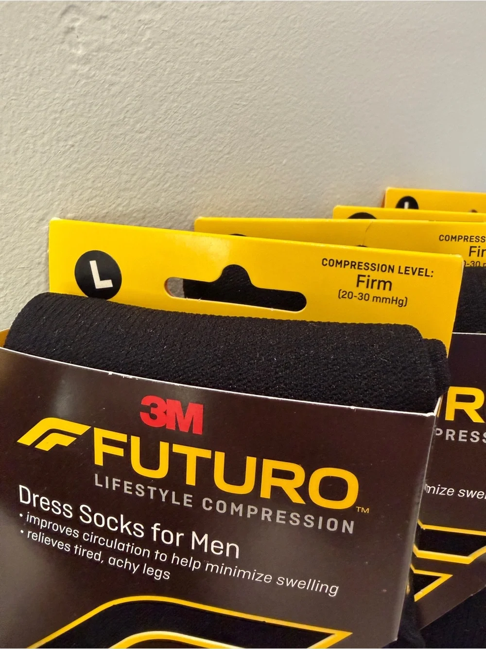 Futuro Men's Black Dress Compression Socks - 5 Pack size large